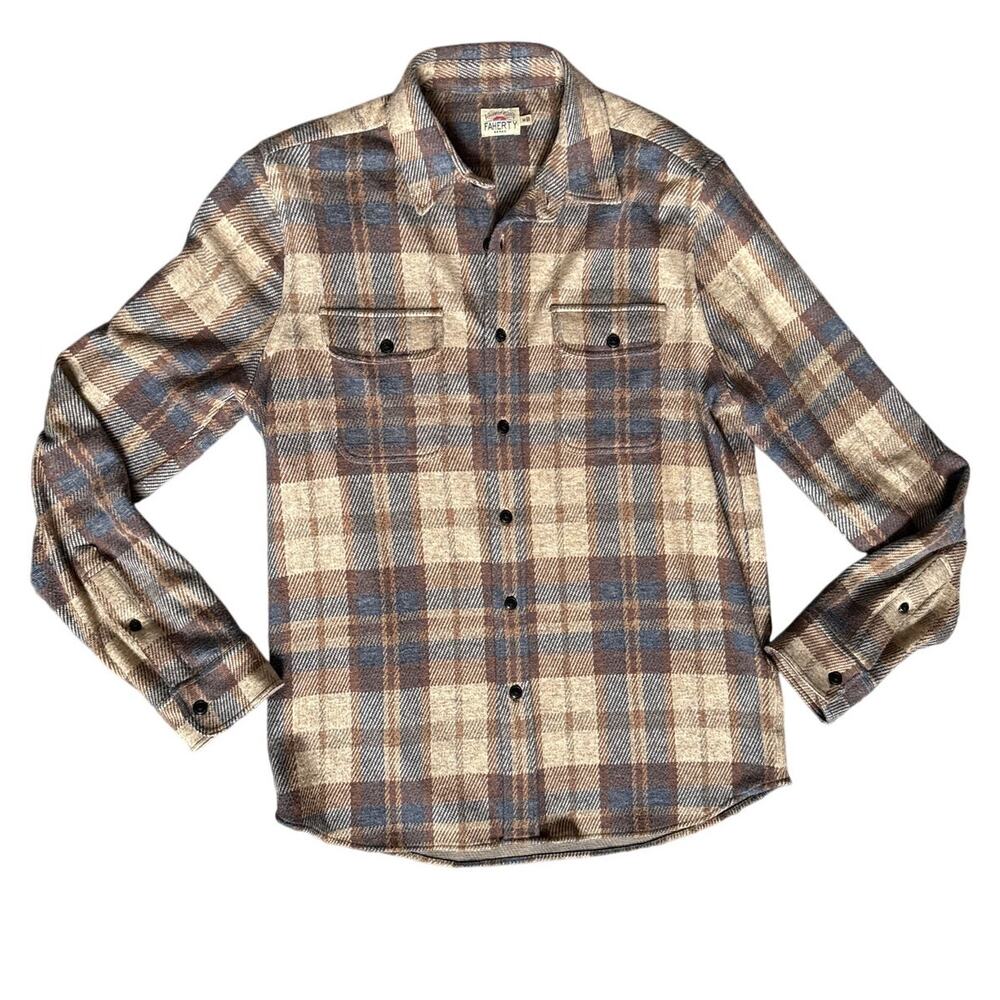 Faherty Men's Brown Plaid Flannel Button Up Shirt Size Medium Workwear Classic